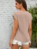 Women's V Neck Chiffon Blouse Cap Sleeve Loose Fit Solid Work Office Top