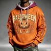 Men's Loose Fit Halloween Print Hoodie with Pocket and Drawstring for Casual Everyday Wear