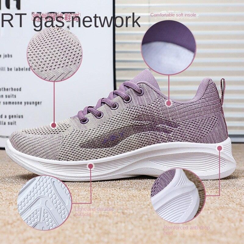 2023 herbst Neue Casual Weiche Sohle Sport Schuhe Frauen Atmungsaktive Fliegen Weben Schuhe Große Größe frauen Schuhe