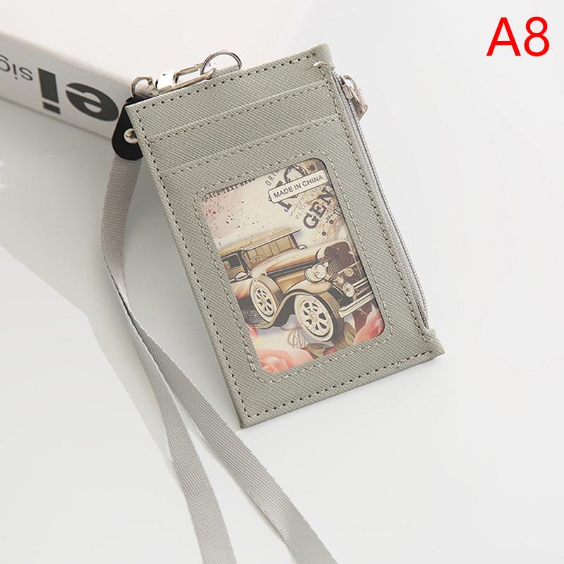 1Pcs Black Business Credit Card Id Badge Wallet Pouch Women Men Coin Card Purse Holder Neck Strap Student Bus Card Bags