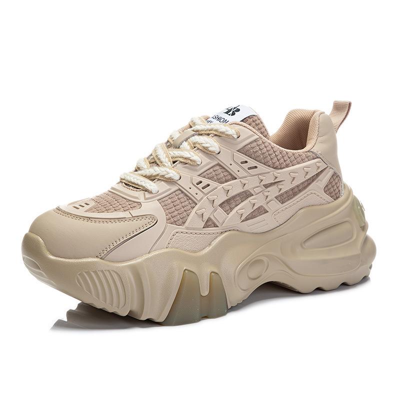 Suction film sole leather dad shoes women's 2025 spring new women's shoes children's versatile platform running sneakers women