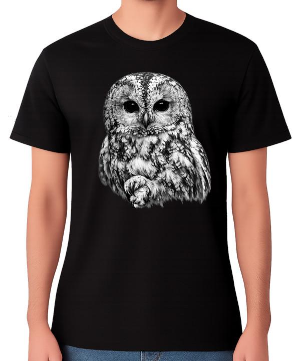 Tawny Owl Illustration Art Unisex T-Shirt Abstract Wildlife Lover Tee
