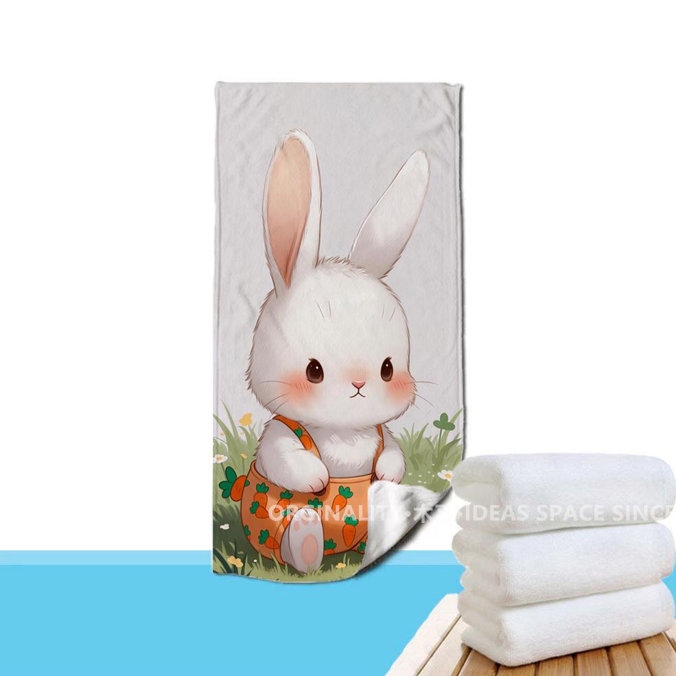 Cartoon Carrot Bunny Beach Towel Patterned Sunscreen And Windproof Suitable For Swimming Pool Camping Travel Blanket