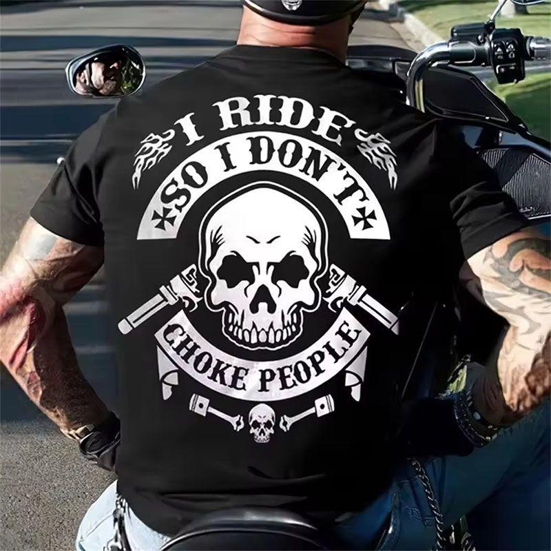 Летняя Новая Футболка Мужская Принт Стиль Пустоши Ретро Стиль Уличный Доминирующий Мотоциклетный Тренд Круглый Вырез Короткий Рукав S