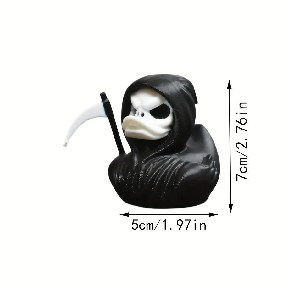 3d Printed Halloween Duck Anime Figure Pla Handicraft Spooky Halloween Duck Figurine Ornament Model Grim Reaper Duck Ornament светло-серый