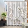 3D Embossed Flower Geometry Shower Curtain Vine Leaves Butterfly European Luxury Waterproof Bathroom Art Decor Hooks Curtains