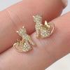 Eco-friendly Minimalist Cat Stud & Dangle Earrings - Retro & Popular Korean Jewelry