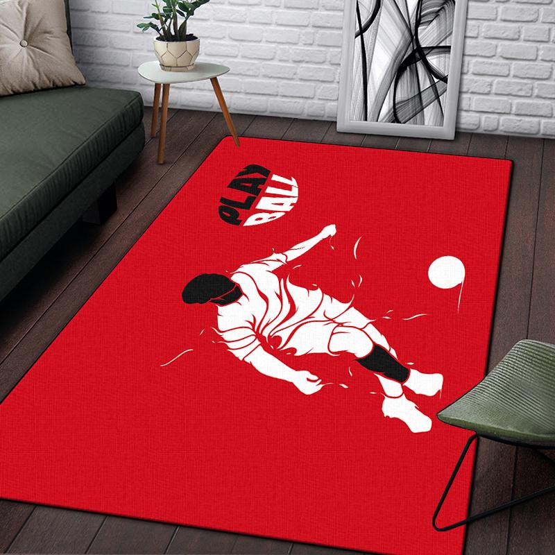 

3d футбольный спортивный силуэт узор декоративный квадратный ковер современный дом пол матовый ковер для спальни плакат коврик фанаты подарок 160x230cm(62x90 in)