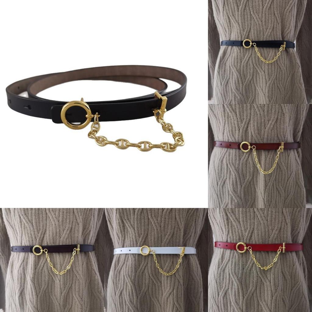 Solid Leather Color Womens Waist Belt With Alloy Closure For Looks Casual