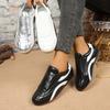 Large size one-pedal flat bottom inner height increase niche design German training shoes retro leather round head Forrest Gump shoes casual boa