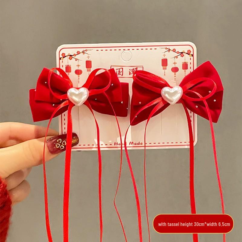 

Красный бант-корона заколка для волос в китайском стиле для девочек - Новогодний головной убор