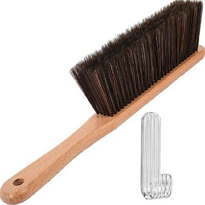 Dense Hand Broom with Long Wooden Handle Countertop Duster for Effective Cleaning of Furniture and Car