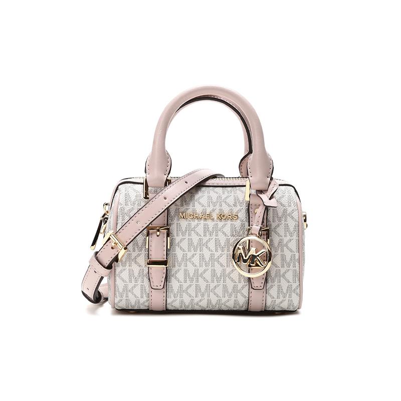 MICHAEL KORS Bedford Presbyopic Color Block Artificial Leather Boston Bag Shoulder Crossbody Bag Mini Women Vanilla White/Nude Pink mini белый