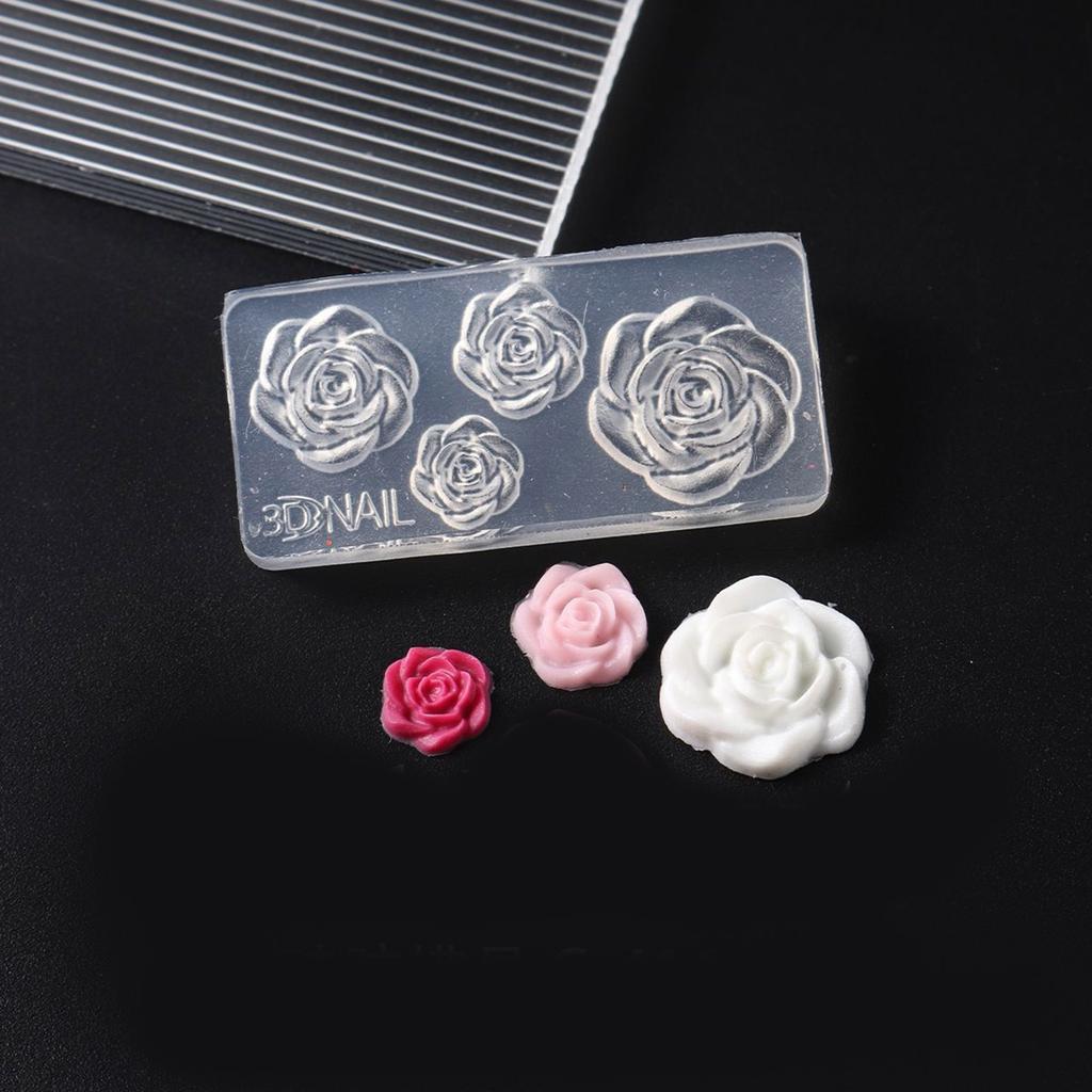 4PCS Silicone Nail Art Molds For 3D Floral Designs Reusable Transparent DIY Crafting Tools Flower Nail Decorations Mold
