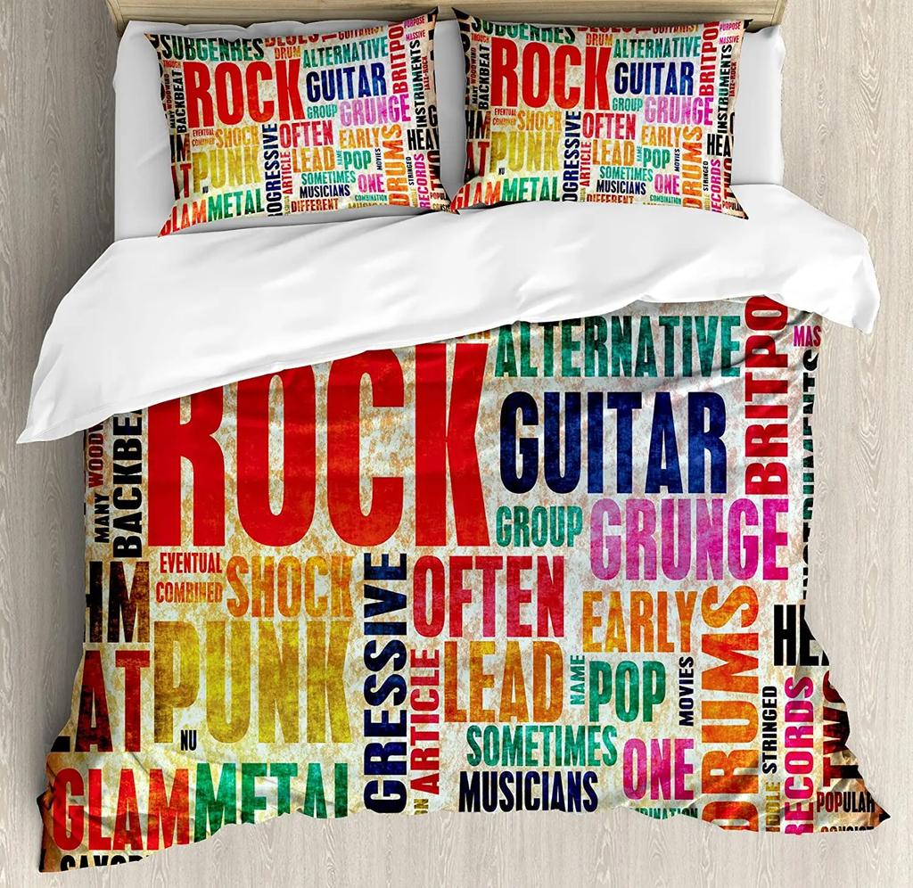 Rock Music Guitar Duvet Cover Bed Bedding Set For Double Home Textile Quilt Cover Pillowcases Bedroom Bedding Set (No Sheet)