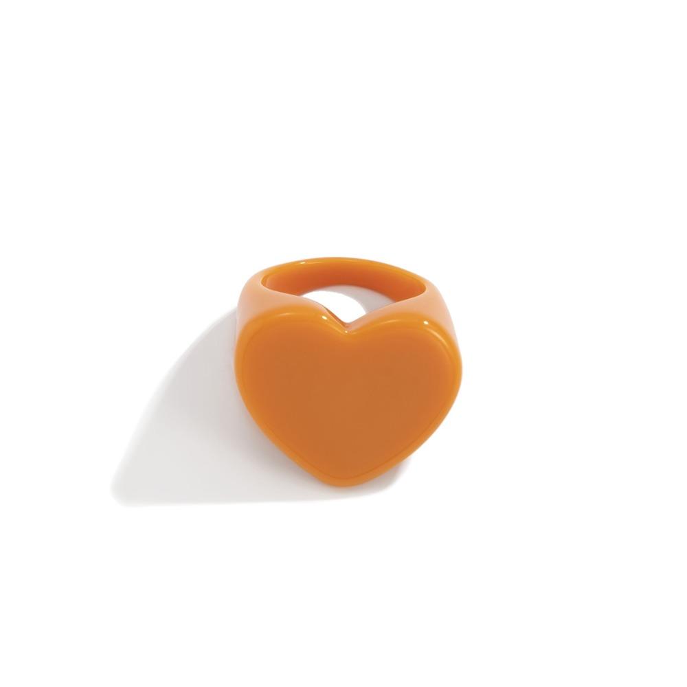 Temperament Peach Heart Shaped Ring Personality Ring New Resin Geometric Ring
