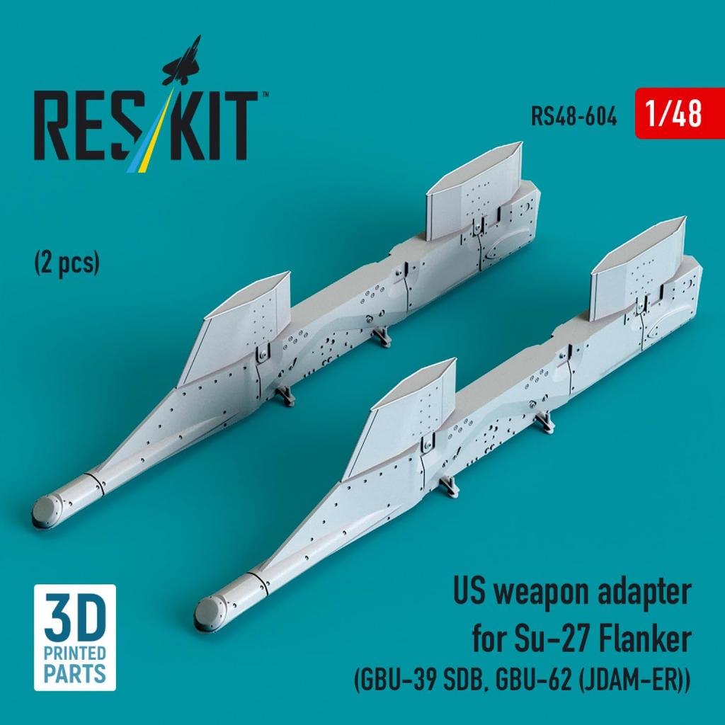 Reskit Small Guided Adapter Pylon Plastic Model Parts 1/48 Su-27 GBU-39 Bomb/GBU-62 JDAM-ER (2 pieces) RSK48-0604 (Airplane)