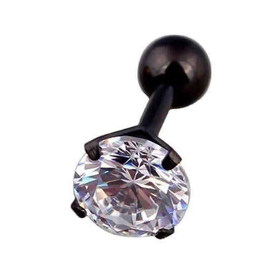 1Pc Unisex Cubic Zirconia Inlaid Titanium Steel Stud Earring Cartilage Jewelry