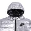 Nike Kids Full-Zip Shiny Hooded Logo Down Jacket Winter Kids Outerwear Silver NY2142032GS-005