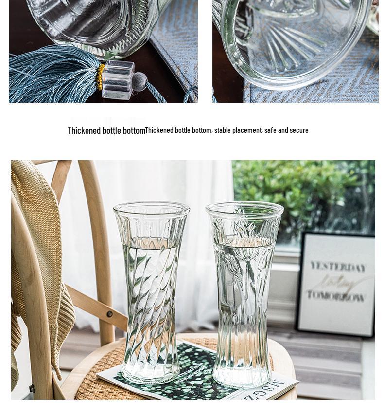 Thickened Transparent Glass Vase for Hydroponic Bamboo & Dry Flower Arrangement