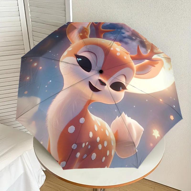 

1pc Magical Forest Deer Night Sky Umbrella with Plastic Handle,Suitable for All Seasons Home Travel Outdoor UmbrellaDD314