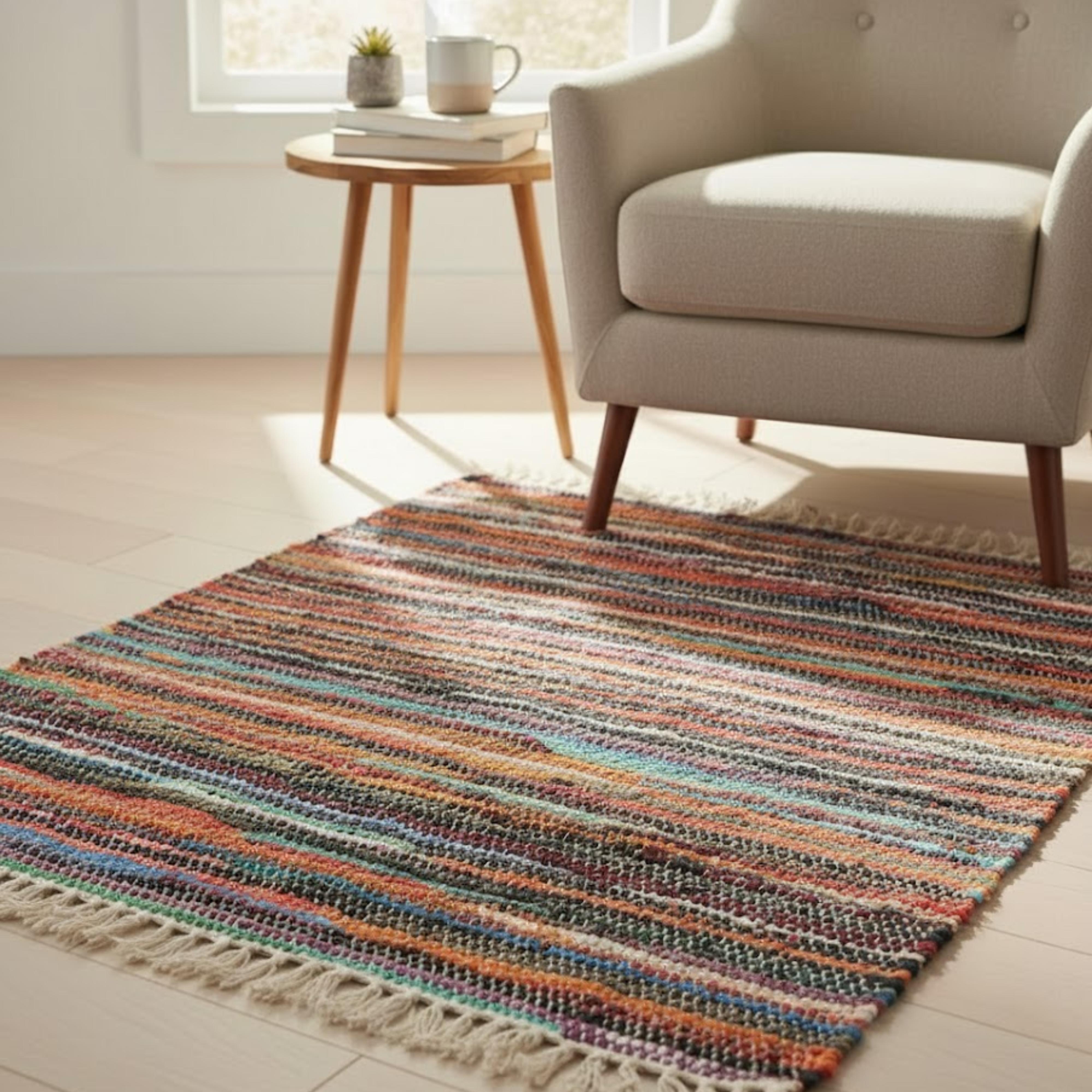 Shamtam Unisex White Rag Rug Handmade Natural 155 X 90Cm