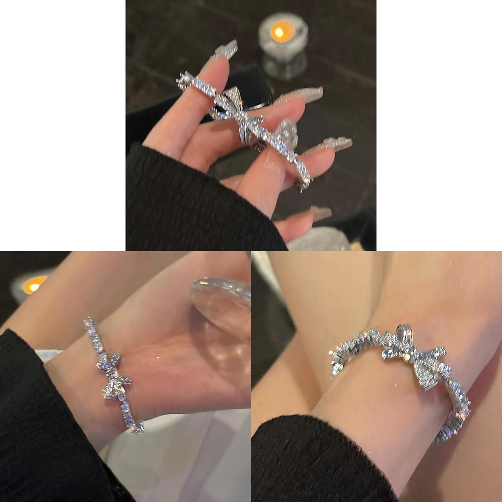 Stylish Copper Zircon Butterfly Cuff Bracelet With Minimalist Design For Female Fashion