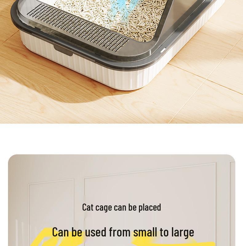 Extra Large Anti-Splash Cat Litter Box: Semi-Enclosed Tray for Large Cats and Kittens