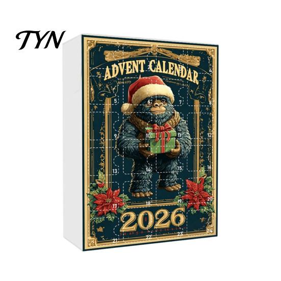 Sběratelské vánoční ozdoby Adventní kalendář, Série opic 24denní odpočítávací krabička s akrylovými přívěsky, Sváteční závěsy na stromek pro sváteční domov