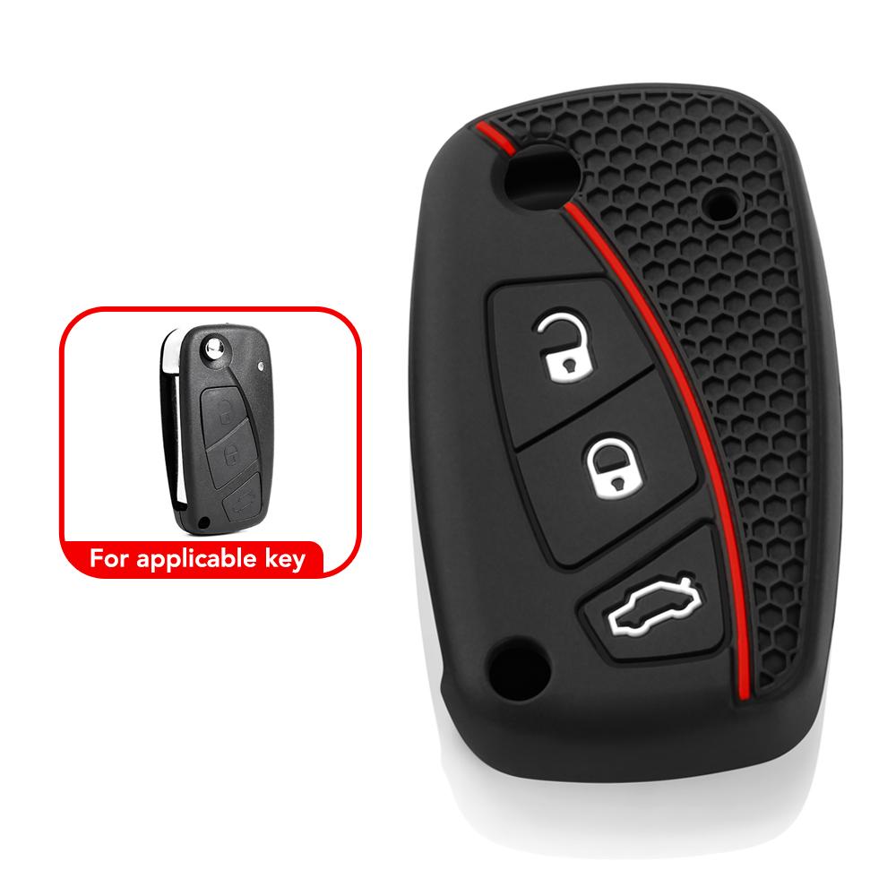 3Buttons Silicone Car Flip Key Case Cover for Fiat Ducato 500 500L Panda Grande Punto Lancia Musa Auto Shell Fob Accessories