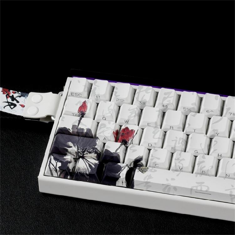 Professional PBT Keycaps MXes 60/68Keys Dyes Sublimated Plums Flower Pattern Ergonomic OEM Profile Computer Access