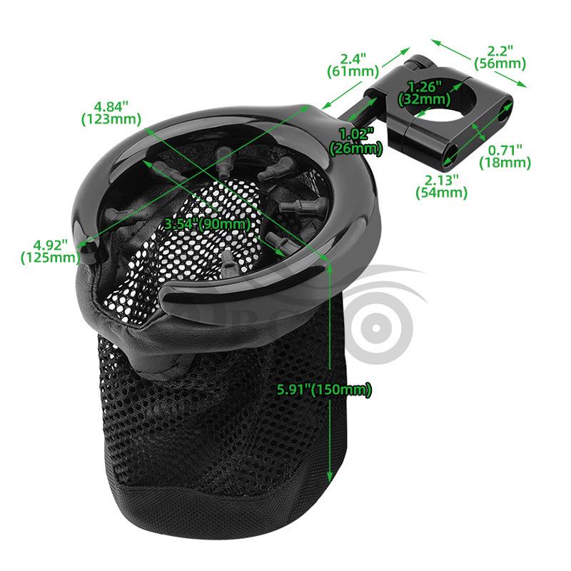 Harley Cruiser Motorcycle Cup Holder, Water Bottle Holder (32mm)