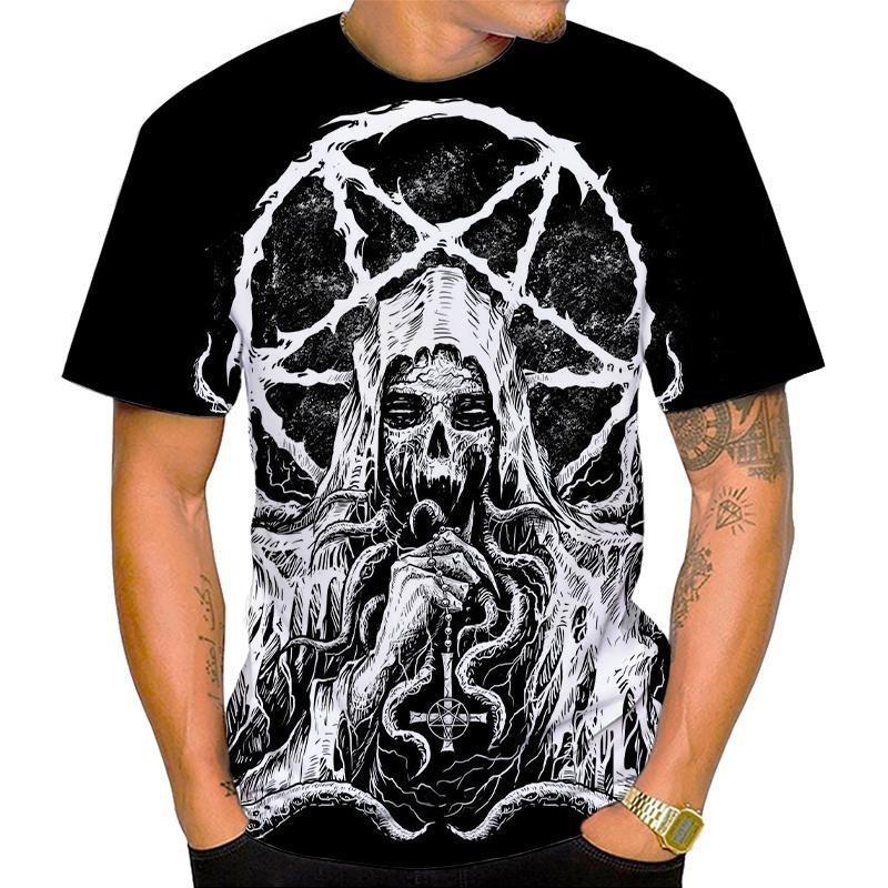 Devil Satan 3D Printed Men's T-shirts Summer Fashion Harajuku Hip Hop Casual Tees Streetwear Personality Round Neck Y2k Tops