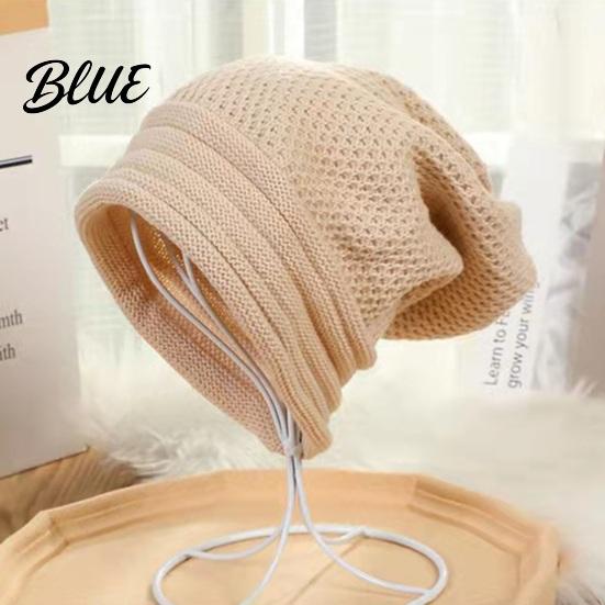 Hat For Different No Brim Winter Baggy Unisex Fall Head Sizes Solid Color Knitted Elastic
