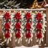 2Pcs 23.6inch Outdoor Artificial Christmas Poinsettia Vine With Artificial Pine Branches, Red Berries, And Pine Cones For Decoration. Suitable For