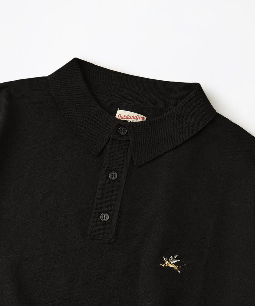 OUTSTANDING Mighty Tiger Knit Collar Shirt_Black