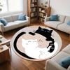 pattern of Yin-Yang cats Flannel-printed round floor mats are slip-resistant Suitable living room bedroom terrace garden carpets