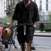 Set Due Pezzi Uomo Manica Corta Tuta Fitness Quotidiana Polo Pantaloncini Sportivi e Tempo Libero Primavera ed Estate