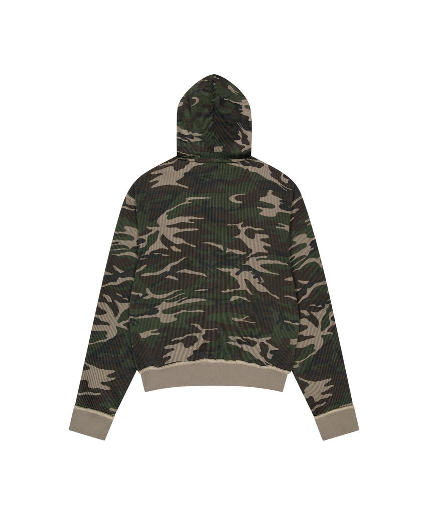 Aakam Camouflage Waffle Zip-Up Hoodie (Khaki)