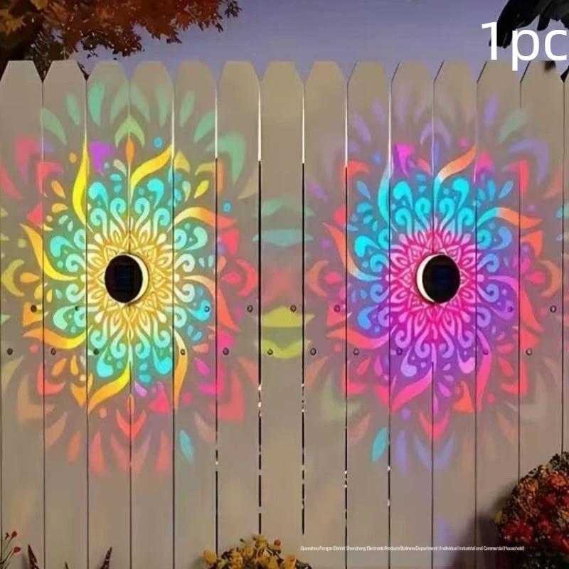 Outdoor Decorative Solar Mandala Lights 4 Pack IP65 Waterproof for Deck Step Wall Fence Garden Pathway Holiday Decoration