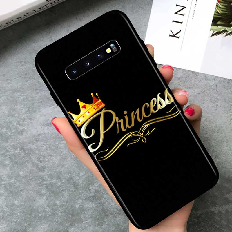 Чехол для телефона King Queen Couples для Samsung Galaxy Note 20 S20 FE Lite Ultra 10 9 8 Pro S10E S10 5G S9 S8 S7 S6 Plus Black