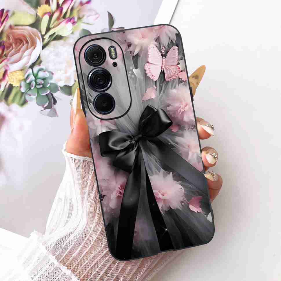 For Motorola Edge X30 5G Case Silicone TPU Black Cover For Motorola Edge X30 x30 XT2201-2 XT2201-6 Colorful Flowers Phone Casing