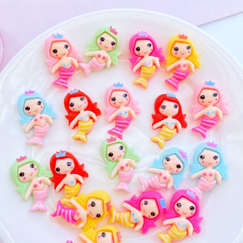 20Pcs New Mini Cute Mermaid Series Flat Back Resin Cabochons Scrapbooking DIY Jewelry Craft Decoration Accessorie