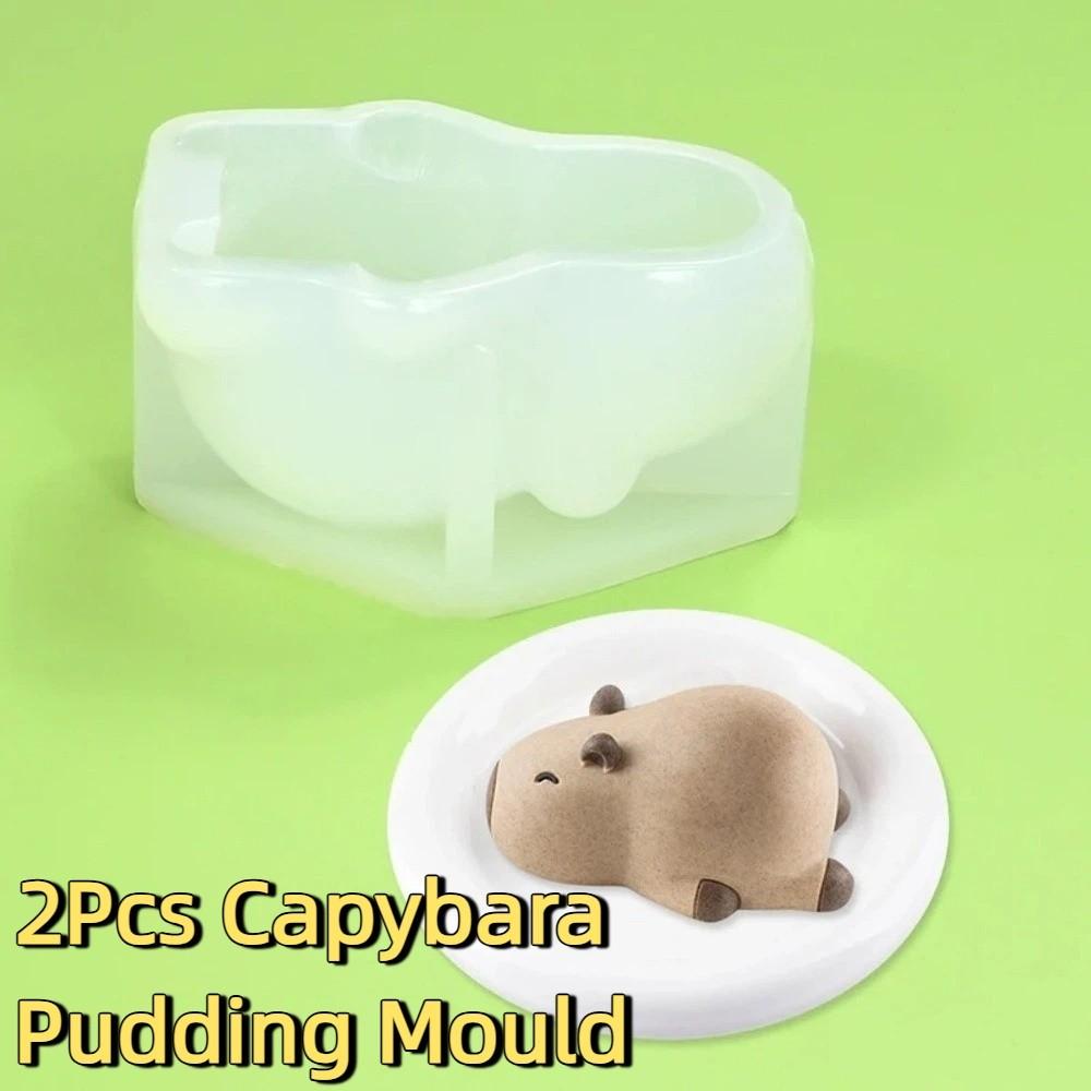 2Pcs Creative Capybara Pudding Mould Non-Stick 3D Animals Silicone Molds  Desktop Decoration