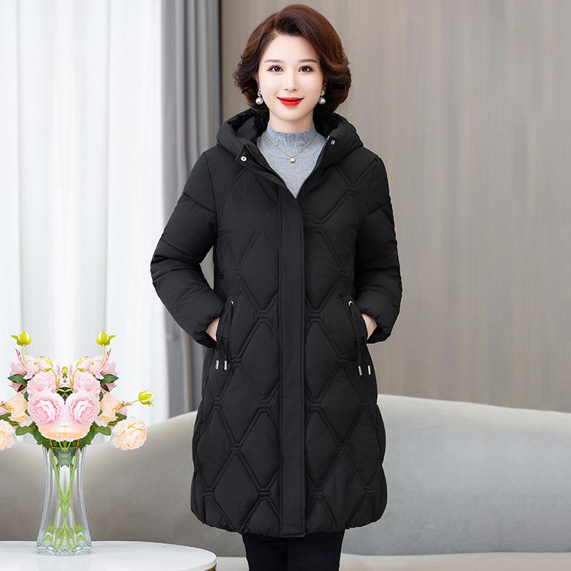 

Thickened Down Padded Jacket Women s Winter Hooded Padded Jacket Mid-length Fashion Slim Warm Padded Jacket Jacket S чорний