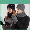 Conjunto de Chapéu de Tricô Cachecol Luvas de Inverno Para Homens Mulheres Com Tecido Acrílico Respirável e Quente