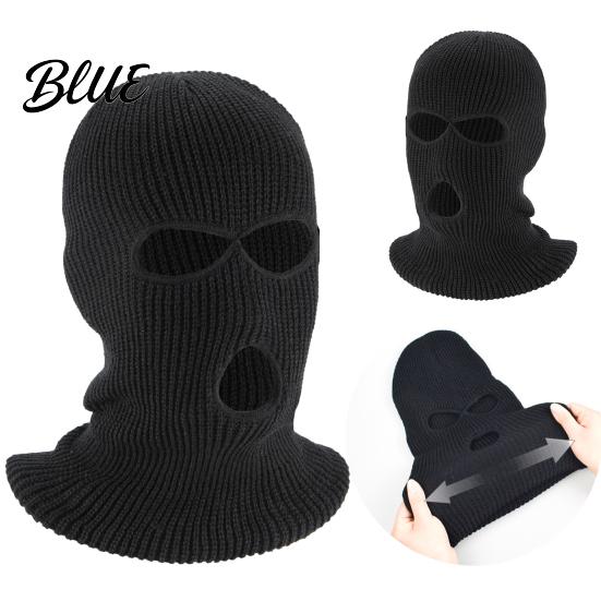 Knitted Winter Beanie Knit Hat 3-Holes Cold Solid Color Cycling Headgear Weather Insulated Thermal Outdoor