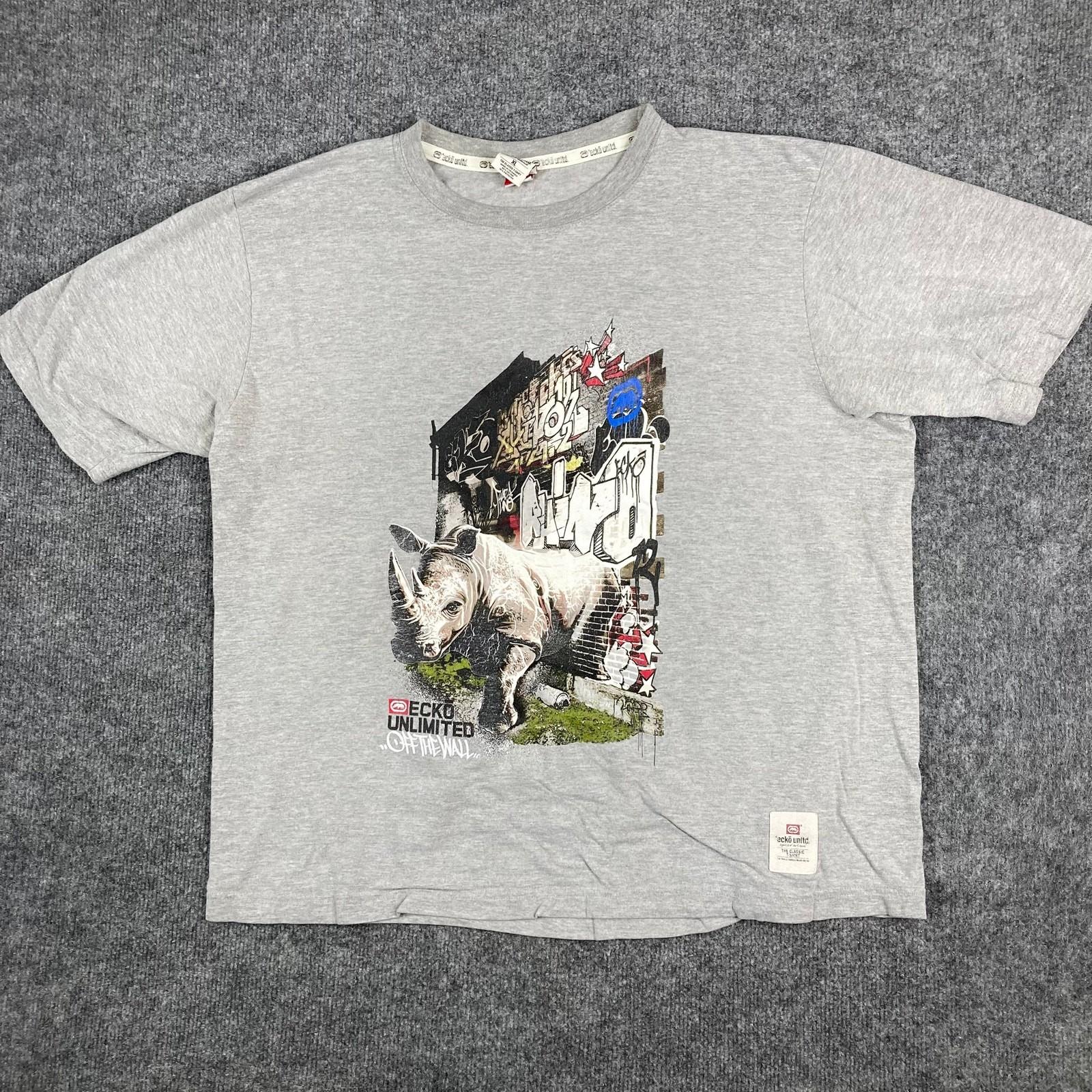 Ecko Unltd T-Shirt Mens XL Gray Rhino Graphic Short Sleeve Urban Streetwear S