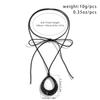 Ingemark Vintage Hollow Out Big Water Drop Pendant Necklace For Women Personality Black Leather Wax Thread Rope Choker Jewelry