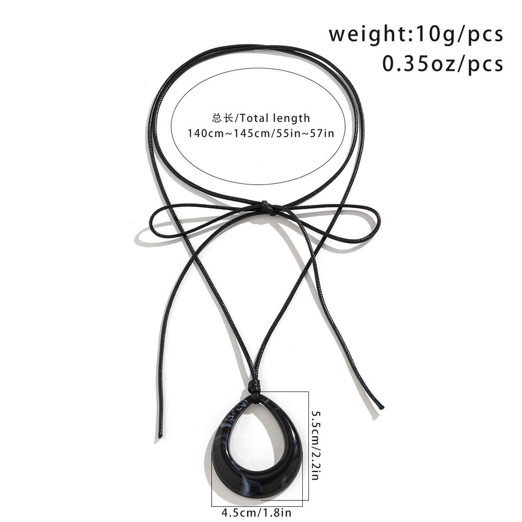 Ingemark Vintage Hollow Out Big Water Drop Pendant Necklace For Women Personality Black Leather Wax Thread Rope Choker Jewelry